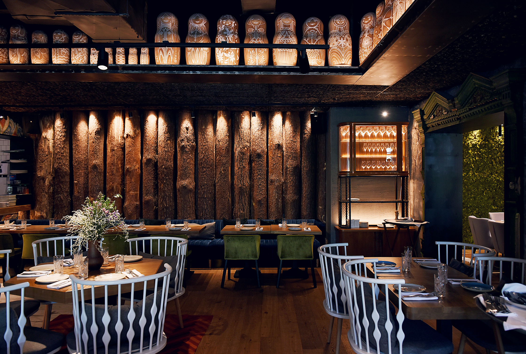 Restaurant with Wooden Walls Design